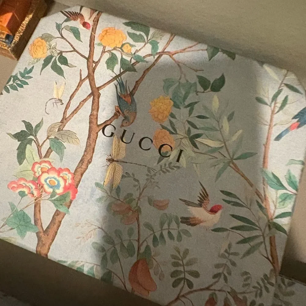 New  with box GUCCI blue Tian bird flower & nature print card envelope set